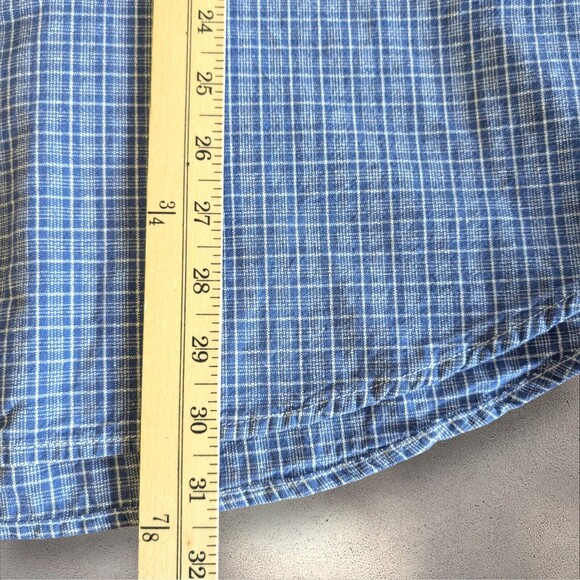 Wrangler HERO Blue Plaid Short Sleeve Button Up Shirt Menswear Casual LARGE - Picture 9 of 9
